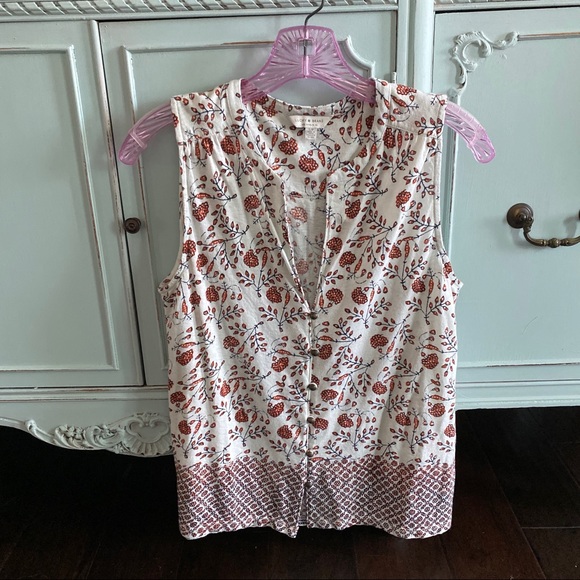 Lucky Top Sleeveless V-Neck Print Sz S Crop Top - Picture 4 of 15